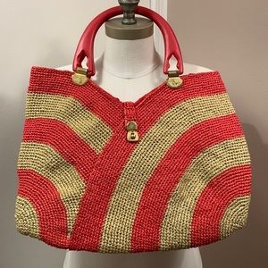 VINTAGE Acrylic Summer Tote L 16” H 12”